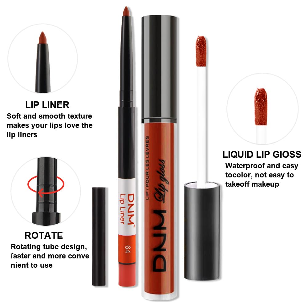 evpct 2Pcs Vivid Red Matte Lip Liner and Lipstick Combo Set for Women, Red Lip Combo Set Liquid