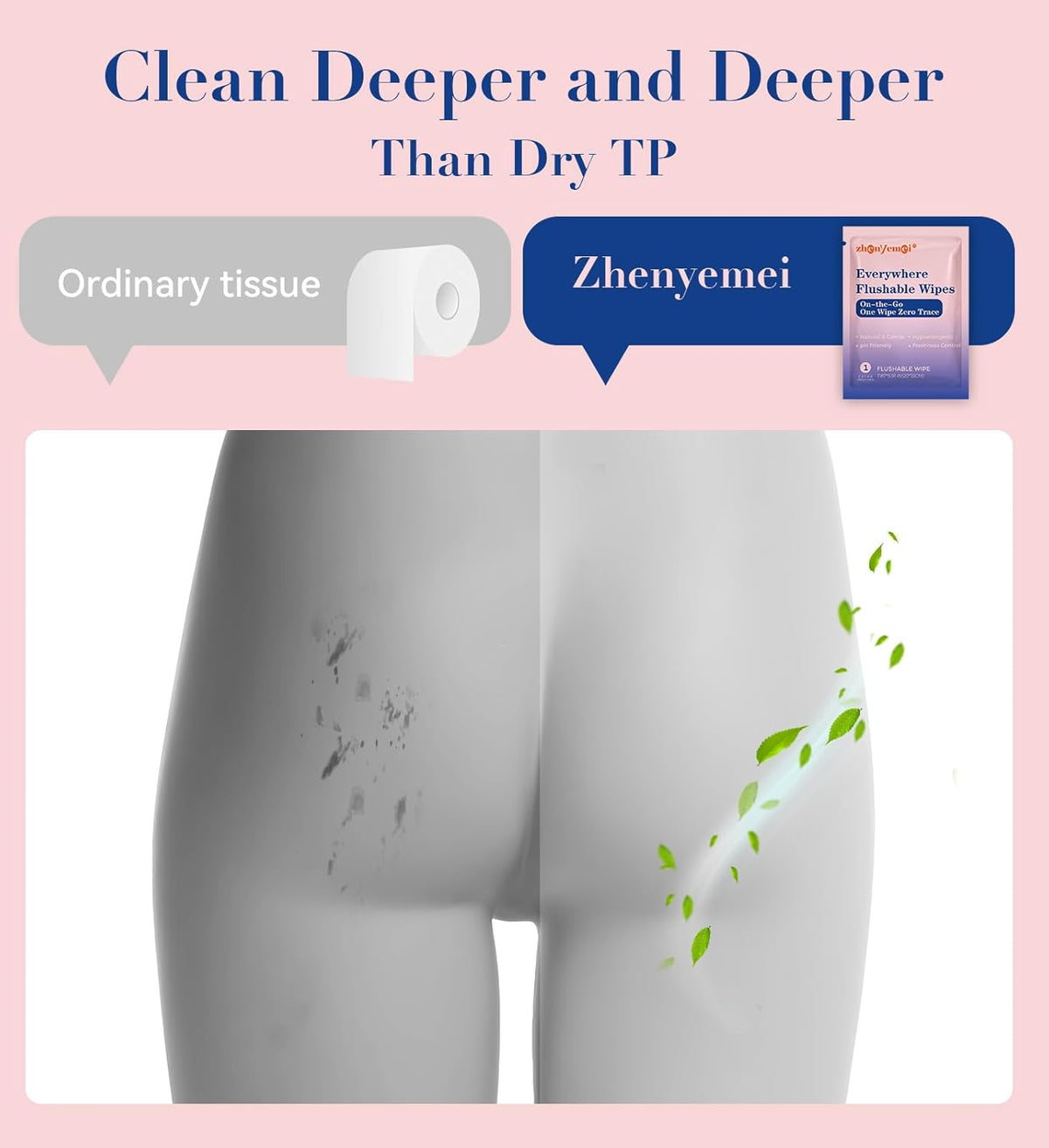 Thickened Flushable Wipes 30 Counts - ON-THE-GO Individually Wrapped for Women Men I Wet Wipes for