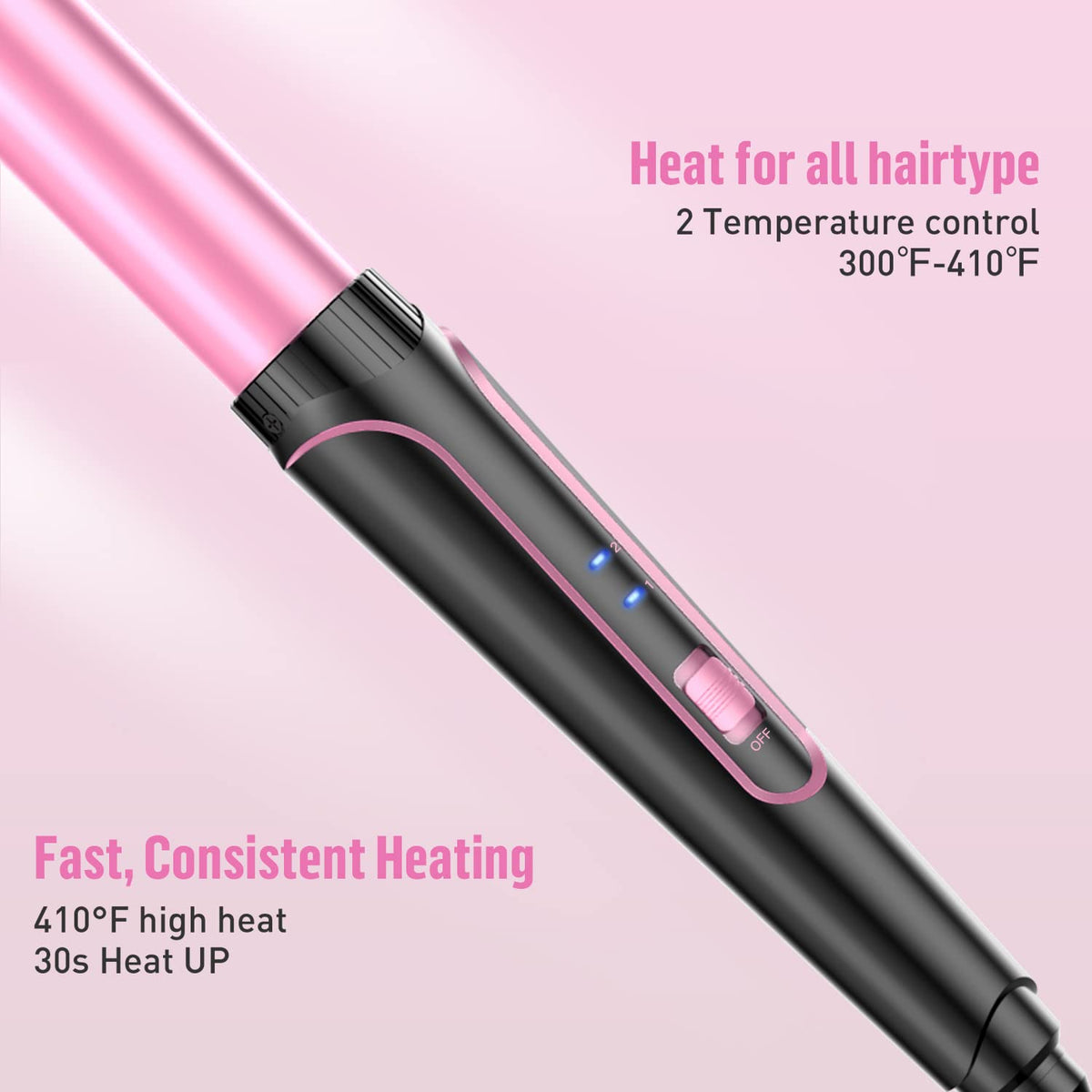Waver Curling Iron Wand - BESTOPE PRO 5 in 1 Curling Wand Set with 3 Barrel Hair Crimper for Women