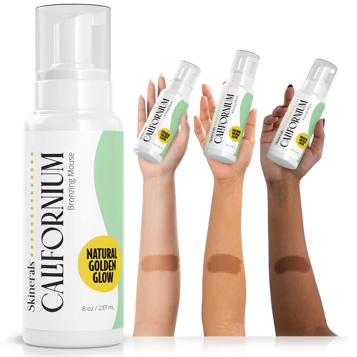 Skinerals Organic Self Tanner Mousse, Sunless Tanning Foam for Face & Body, Streak-Free