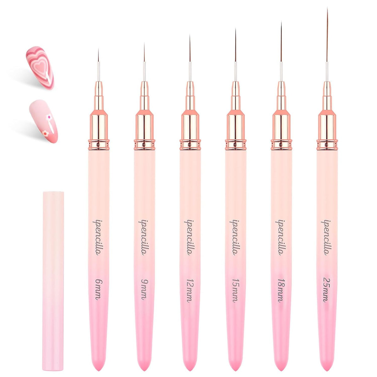 Nail Art Brushes, 6 Pcs Nail Liner Brushes for Nails, Nail Brushes for Nail Art Lines, Details