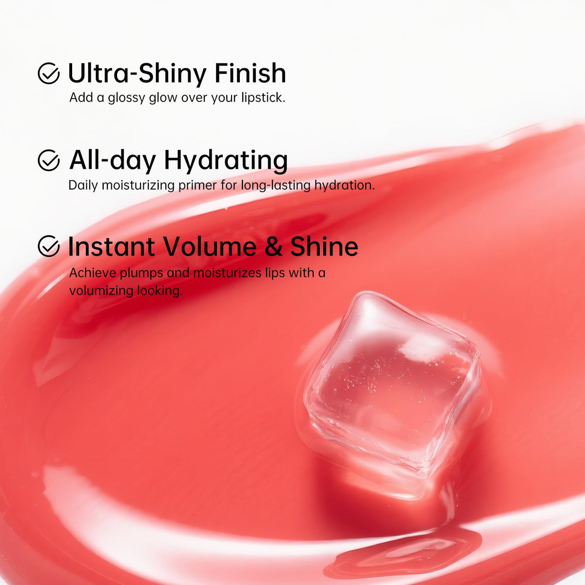 Catkin Lip Plumper Gloss, Tinted Lip Serum with Hyaluronic Acid & Jojoba Oil, Non-sticky Volumizing