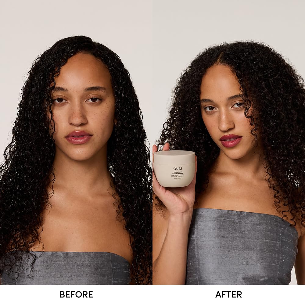OUAI Thick Hair Mask - Deep Conditioning Hair Mask with Almond Oil, Olive Oil, & Hydrolyzed Keratin