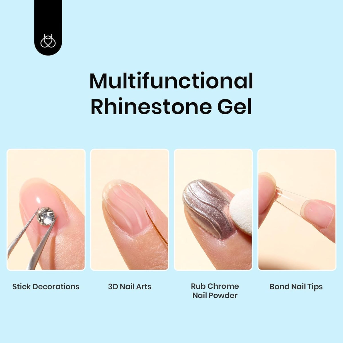 Beetles Rhinestone Glue for Nails, Gel Nail Glue for Nail Charms Decoration Super Strong Bling Gem