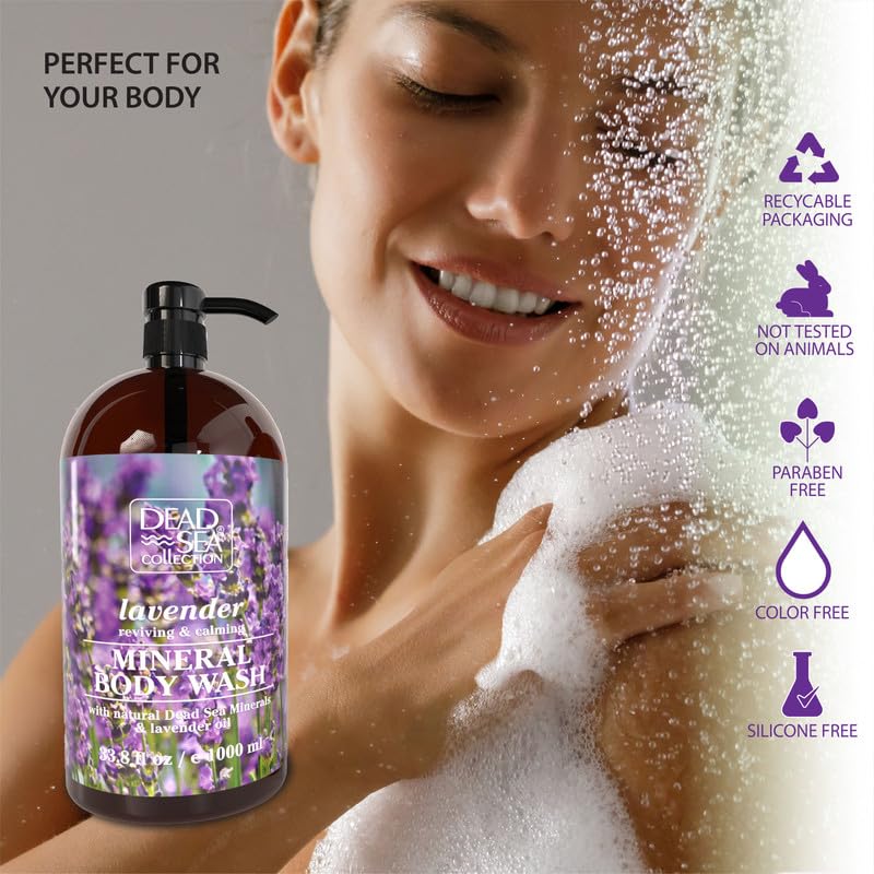 Dead Sea Collection Lavender Body Wash for Women and Men - with Pure Dead Sea Minerals and Lavender