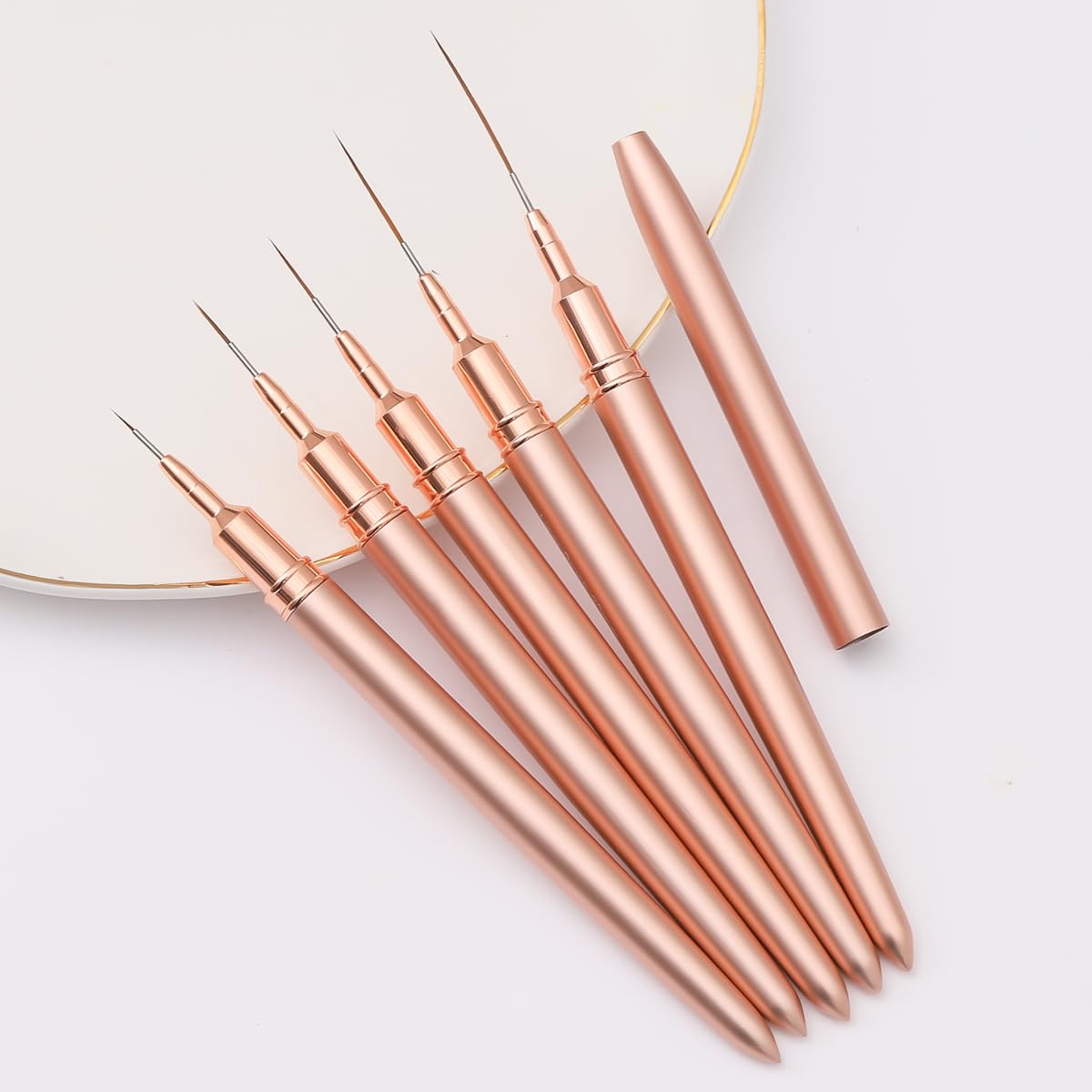 Metallic Nail Art Brushes, 5Pcs Nail Art Liner Brushes, Painting Art Design Brush Set Nail Dotting