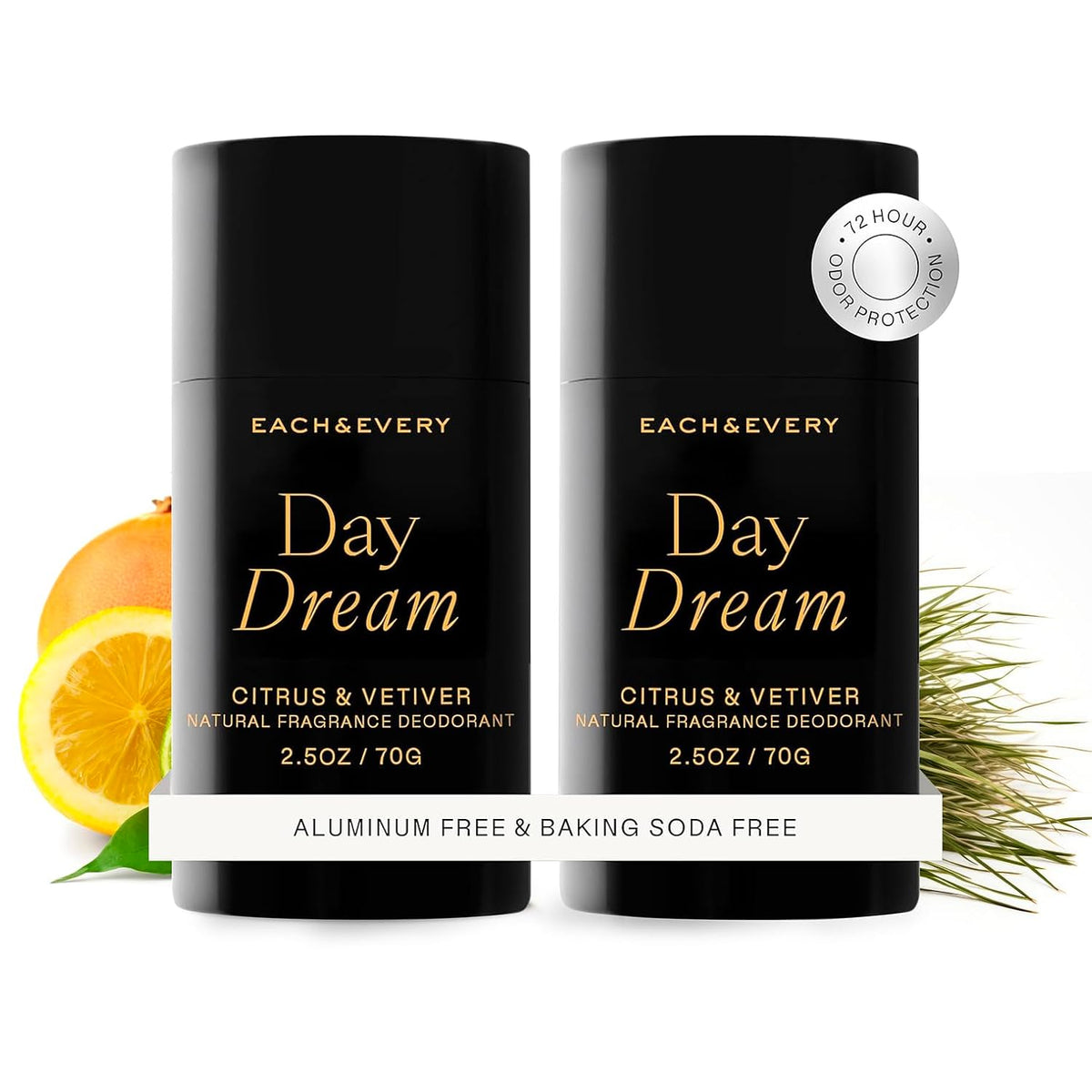 Each & Every Aluminum Free Deodorant for Women & Men, Citrus & Vetiver - All Natural Deodorant for