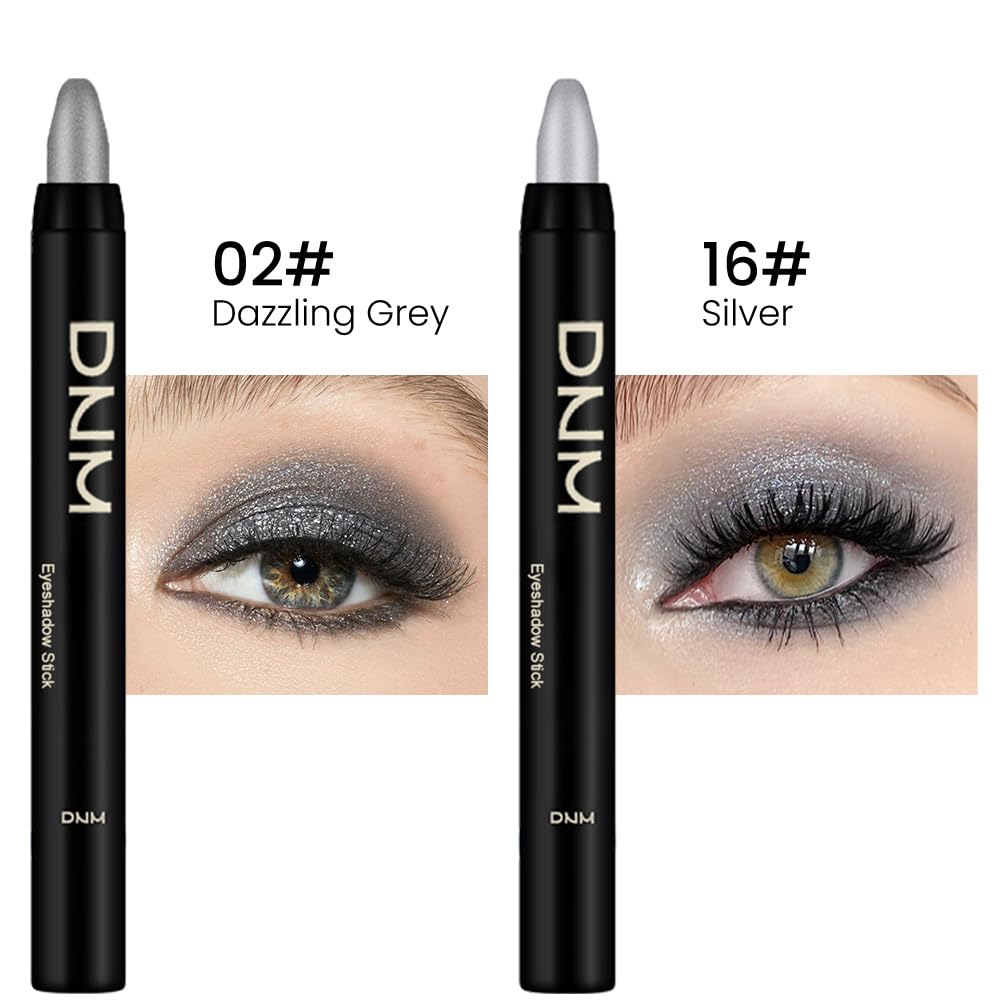 Kaely 2Pcs Cream Eyeshadow Stick Set for Eyes,Dazzling Grey & Silver Shimmer Pen,Eye Brightener