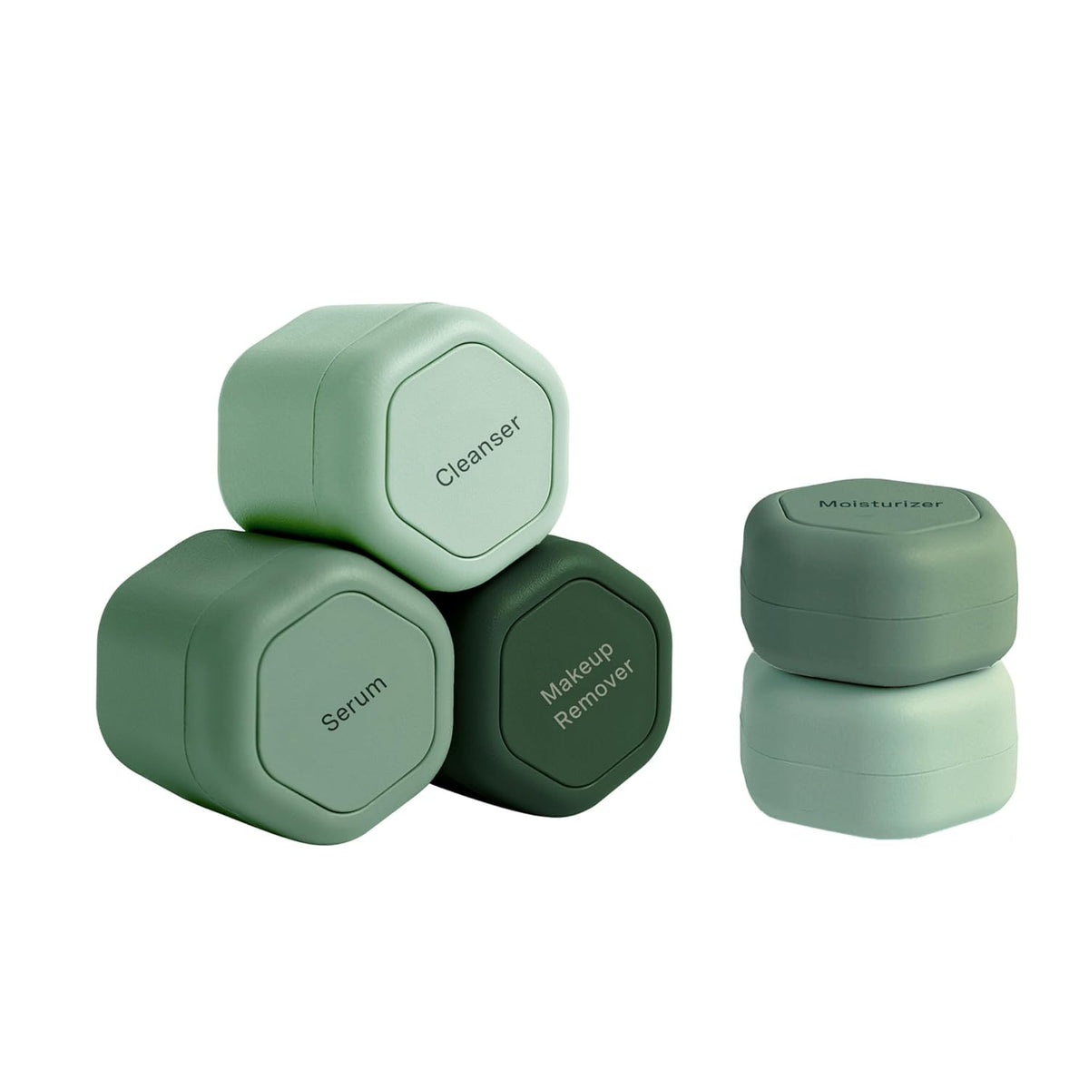 Cadence Travel Containers - Core Skincare Set - Magnetic Containers with Lids,2 Small (0.56oz) & 3