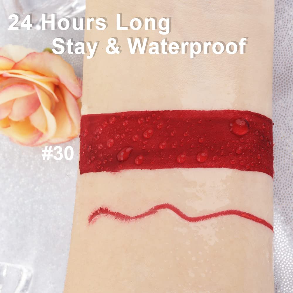 evpct 2Pcs Dark Oxblood Red Matte Lip Liner and Lipstick Combo Lip Gloss Stains Pencil Makeup Set