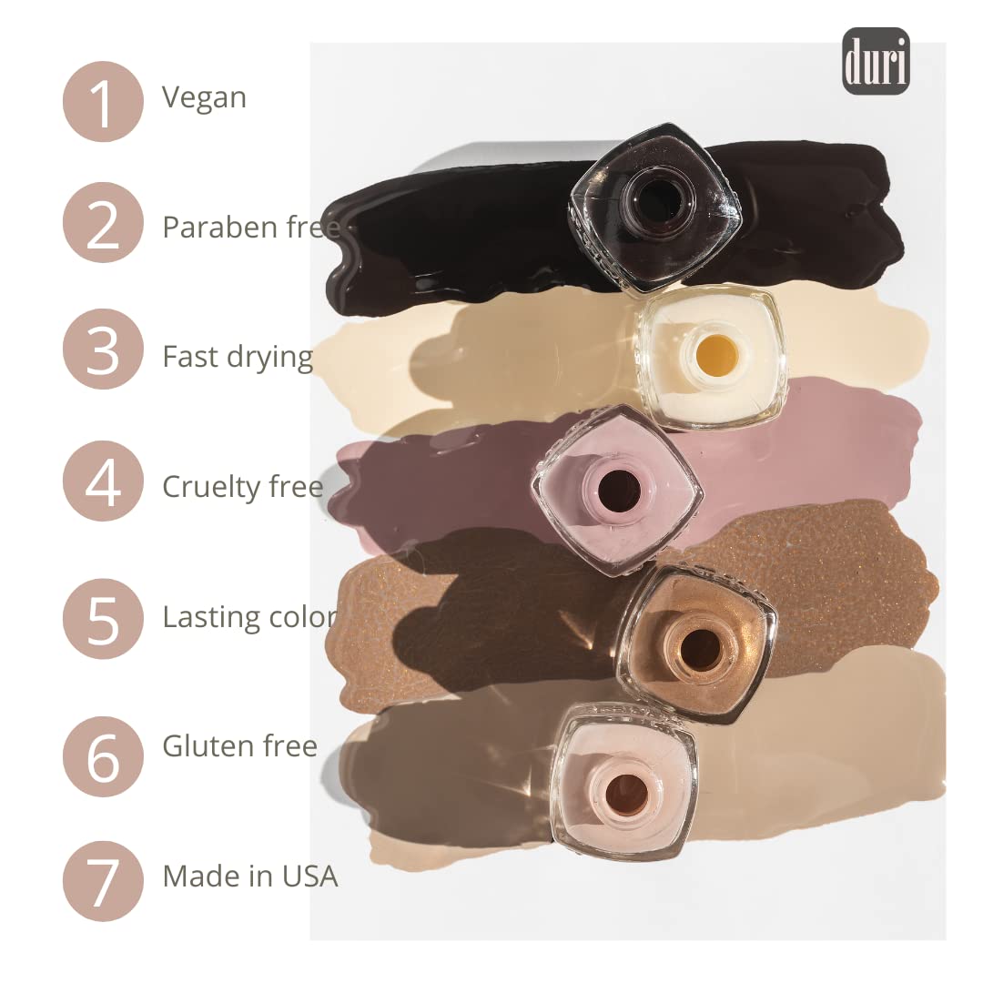 duri Nail Polish, 539 Path Of Light, Rose Gold Metalic, Semi Sheer Coverage, Glossy Finish, Fast