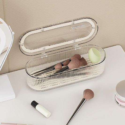 Makeup Brush Holder Organizer Clear Acrylic Makeup Sponges Organizer,Cosmetic Storage Case with Lid