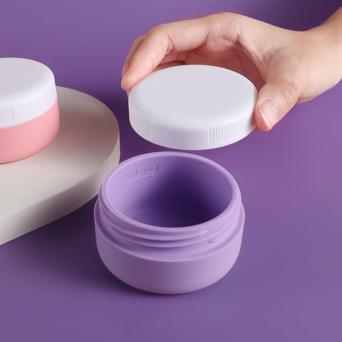 Travel Containers for Toiletries, Silicone Cream Jars BPA-Free, Leak-proof 1.35oz Travel Size