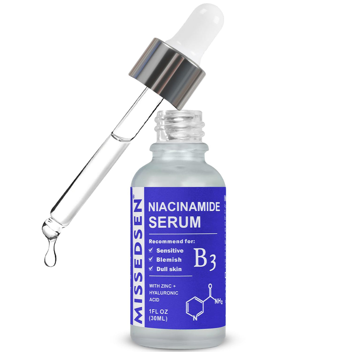 Niacinamide Serum for Face with Zinc & Hyaluronic Acid,Smoothes Wrinkles,Improves Elasticity,Firms