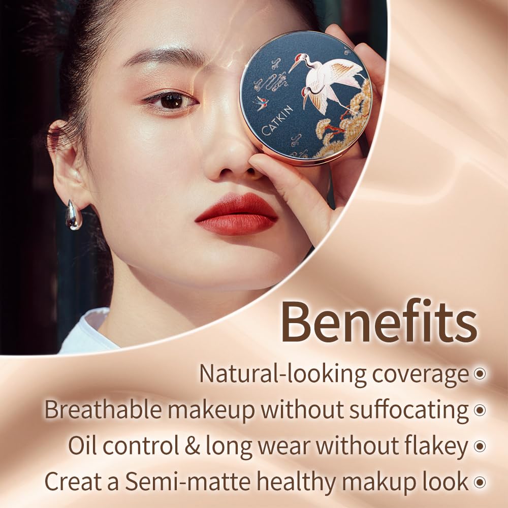 Catkin Phoenix Cushion Foundation Buildable Coverage Anti-Aging Serum Makeup, Sheer Satin Finish