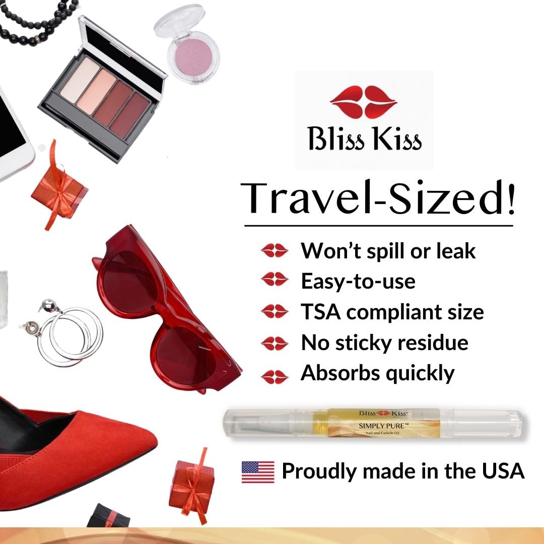 Bliss Kiss | 4 Vanilla Fragrance Nail Oil Cuticle Pens w/Vitamin E & Jojoba⏤Nail Strengthener Nail