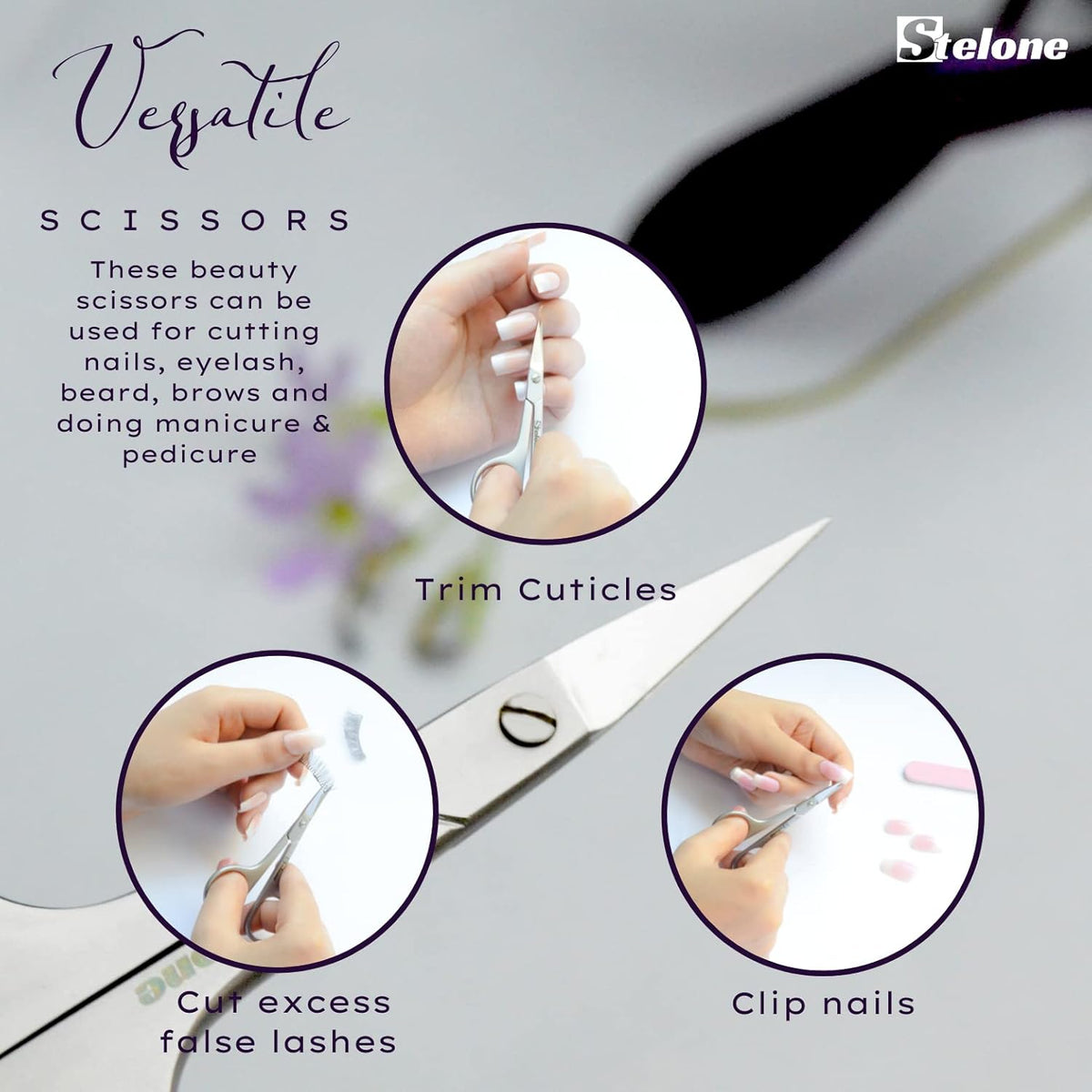 Multi Purpose Eyebrow Scissors Stainless Steel Curved Blade Cuticle Scissors for Manicure and