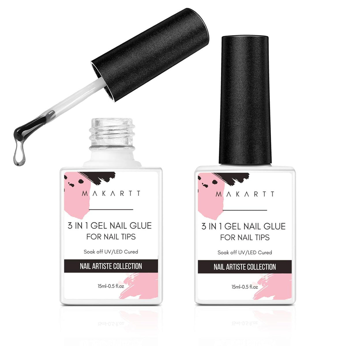Makartt Gel Nail Glue: 3 in 1 Nail Glue Acrylic Nails Extension Super Strong Adhesive Bond Long