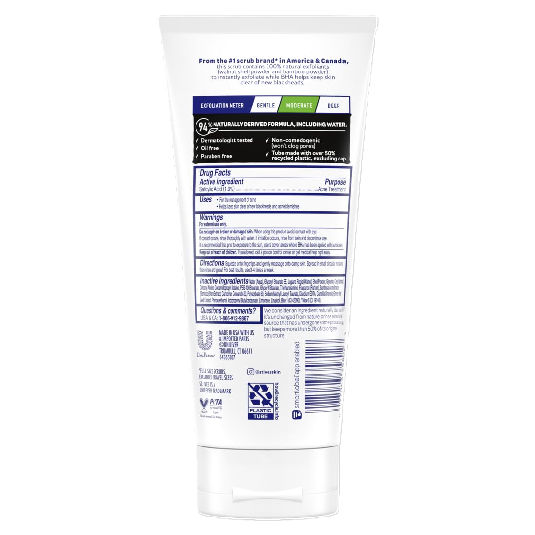 St. Ives Blackhead Clearing Face Scrub, Clears Blackheads & Unclogs Pores, Green Tea & Bamboo