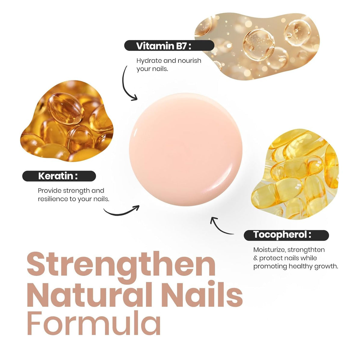 Beetles Nail Strengthener and Growth Concealer - Pink White Nail Polish Shimmer Natural Concealer