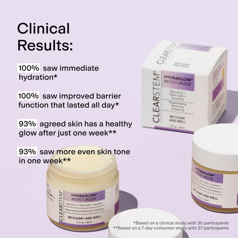 CLEARSTEM - HYDRAGLOW Stem Cell Moisturizer - Bakuchiol + Squalene - Youthful Skin Face Moisturizer