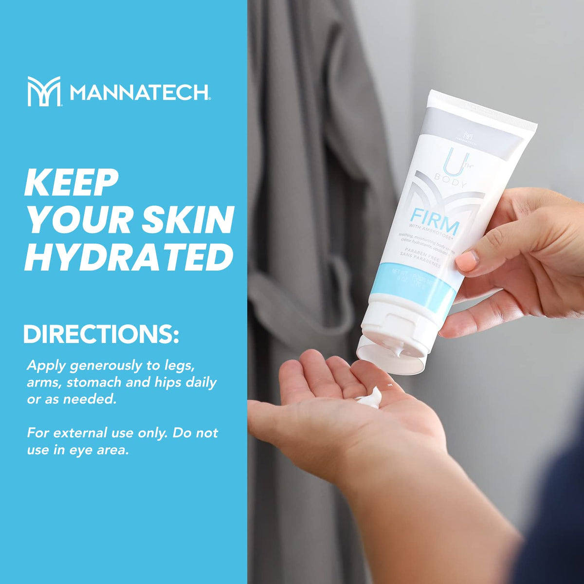 Mannatech Moisturizing Body Cream, Firm with Ambrotose 6oz. Moisturizer for Dry Skin, Refresh
