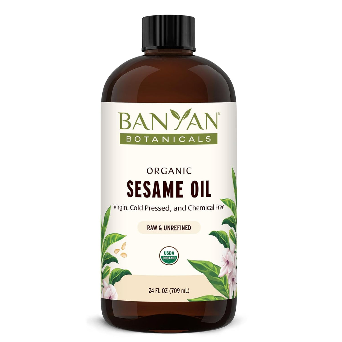 Banyan Botanicals Sesame Oil – Organic & Unrefined Sesame Oil for Skin, Body, Hair & More