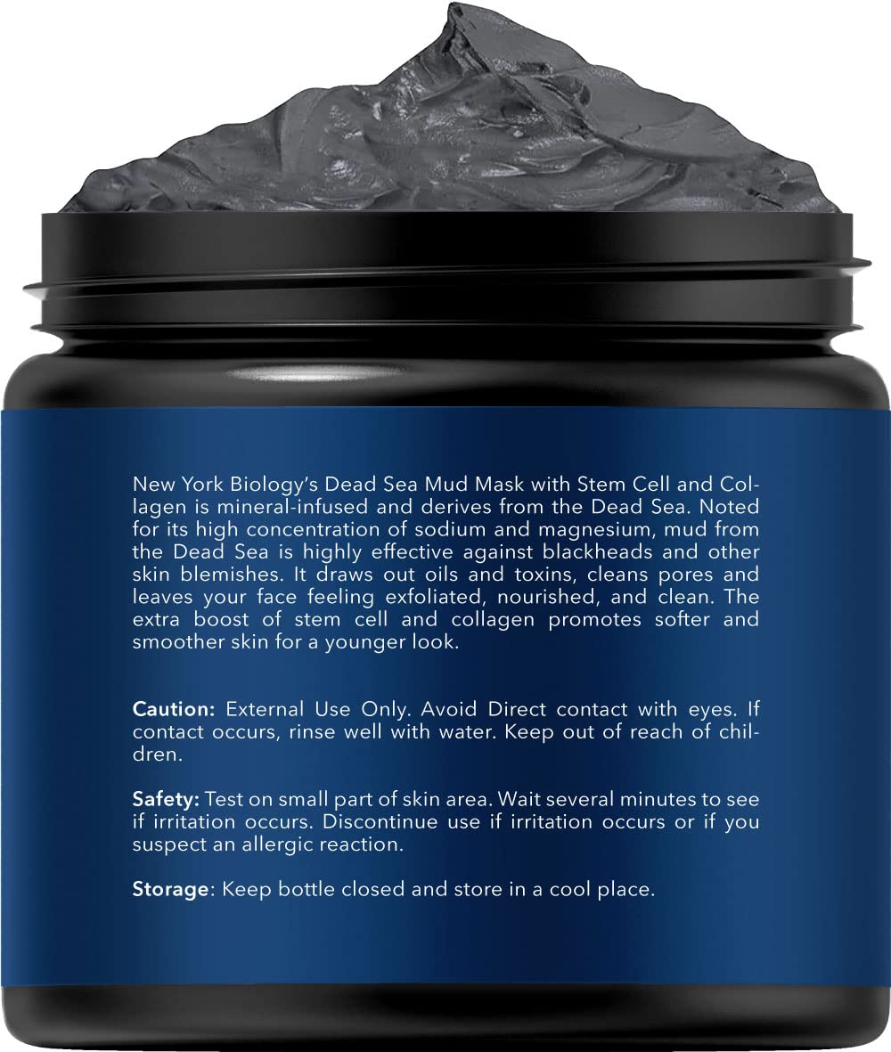 New York Biology Dead Sea Mud Mask for Face, Body | with Stem Cell and Collagen | Spa Quality Pore