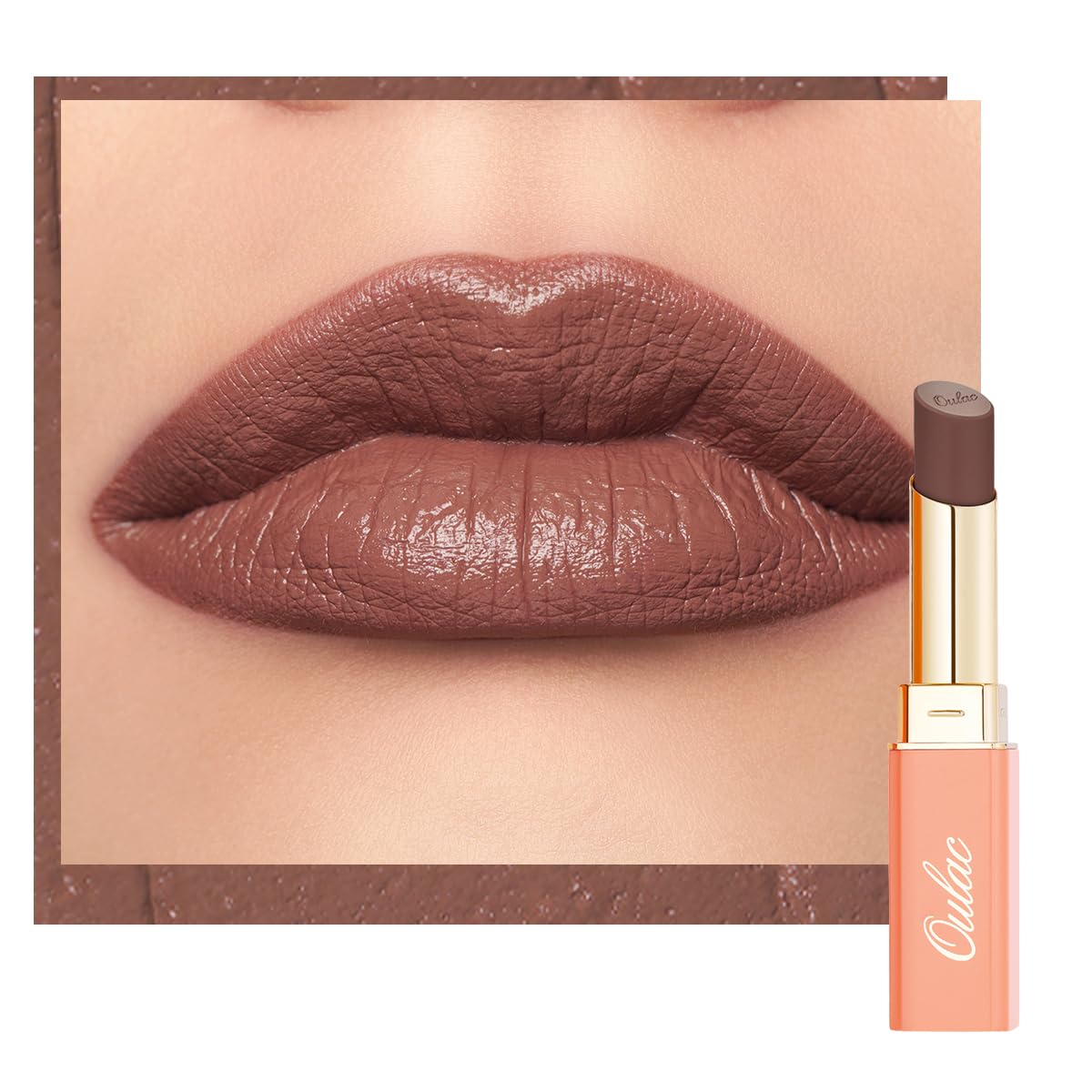Oulac Color Rich Satin Lipstick - Greyish Brown Full Coverage Lip Color, Creamy Silky-Smooth