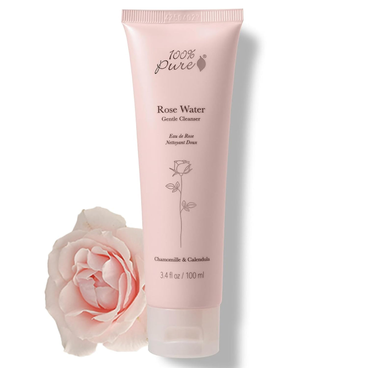 100% PURE Rose Water Gel Cleanser Deeply Moisturizing Hydrating Face Wash with Chamomile &