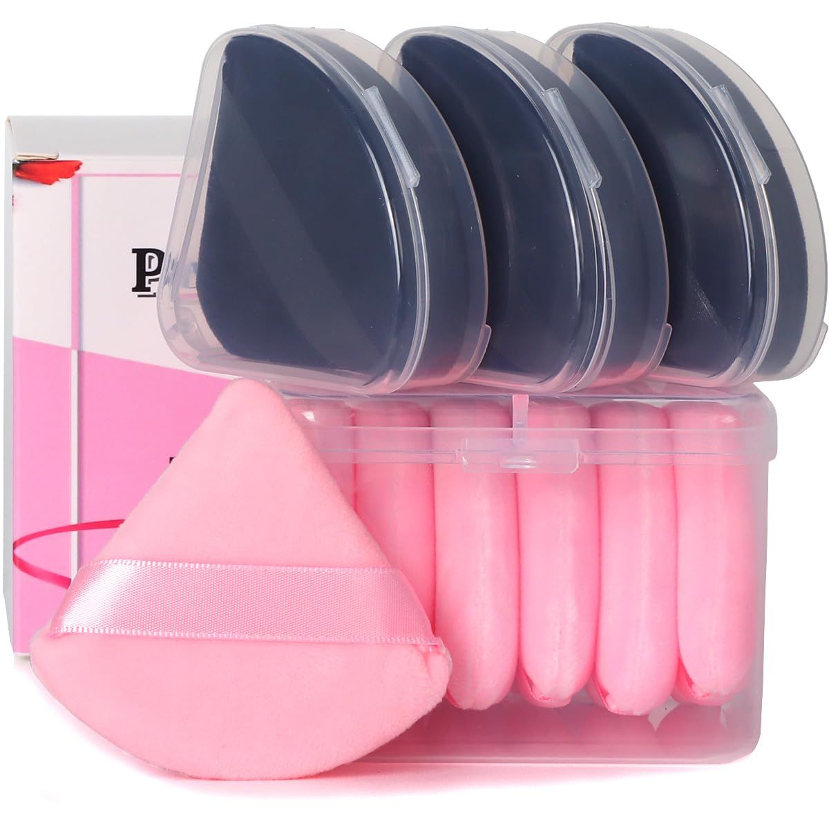 Ocim 10Pcs Powder Puffs for Face Powder,Soft Velour Triangle Beauty Puff,Makeup Pressed,Baking &