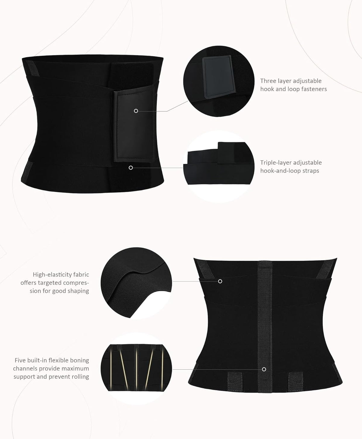 FeelinGirl Waist Trainer Long Torso Waist Cincher Trimmer Ab Belt Tummy Control Body Shaper Triple