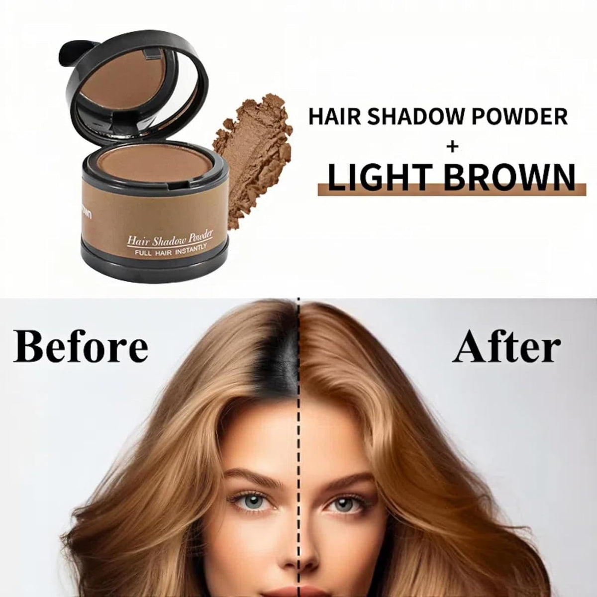 Hairline Powder (Light Brown) Hair Root Dye, Instantly Color Shadow for Thin and Gray Hair Roots