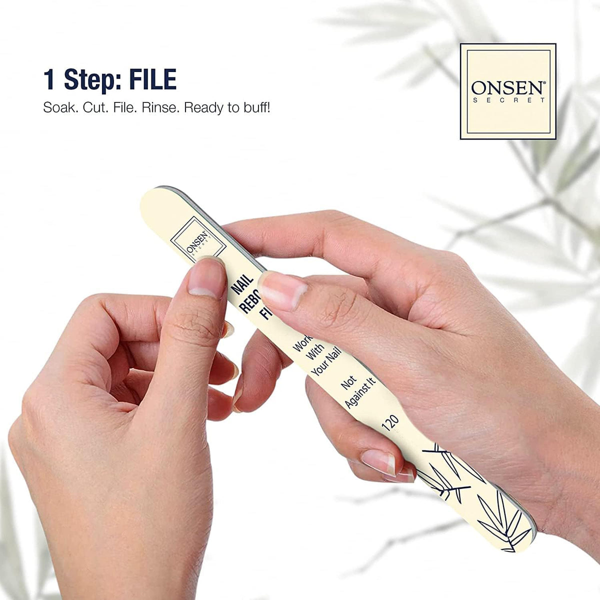 Onsen Secret Complete Nail Reboot Kit w/Nail Reboot Oil 10ml, Nail File 120/180 Grit Double Sided
