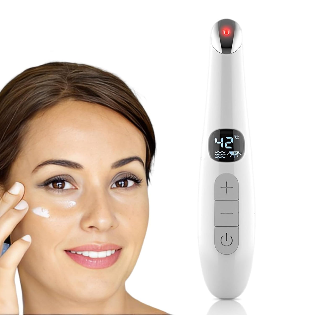 Eye Lift Wand, 3 in 1 Vibrating Red Light 98°F to 113°F LCD Display Eye Massager for Dry Eyes, Dark