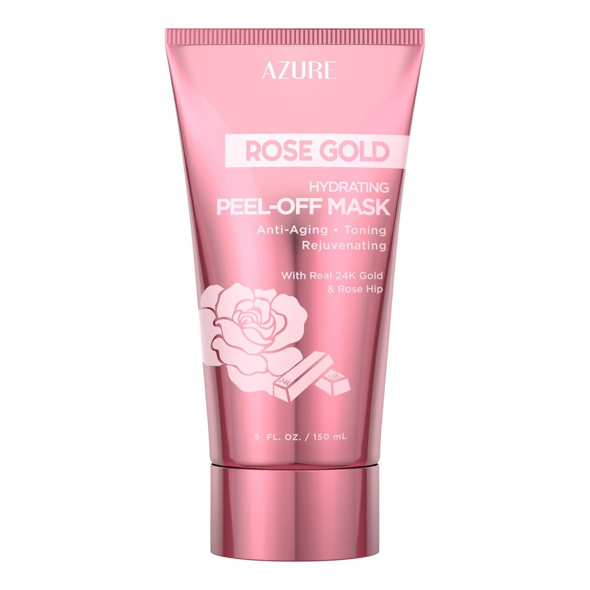 Azure Cosmetics Rose Gold Hydrating Peel Off Face Mask- Anti Aging, Toning & Rejuvenating - Removes