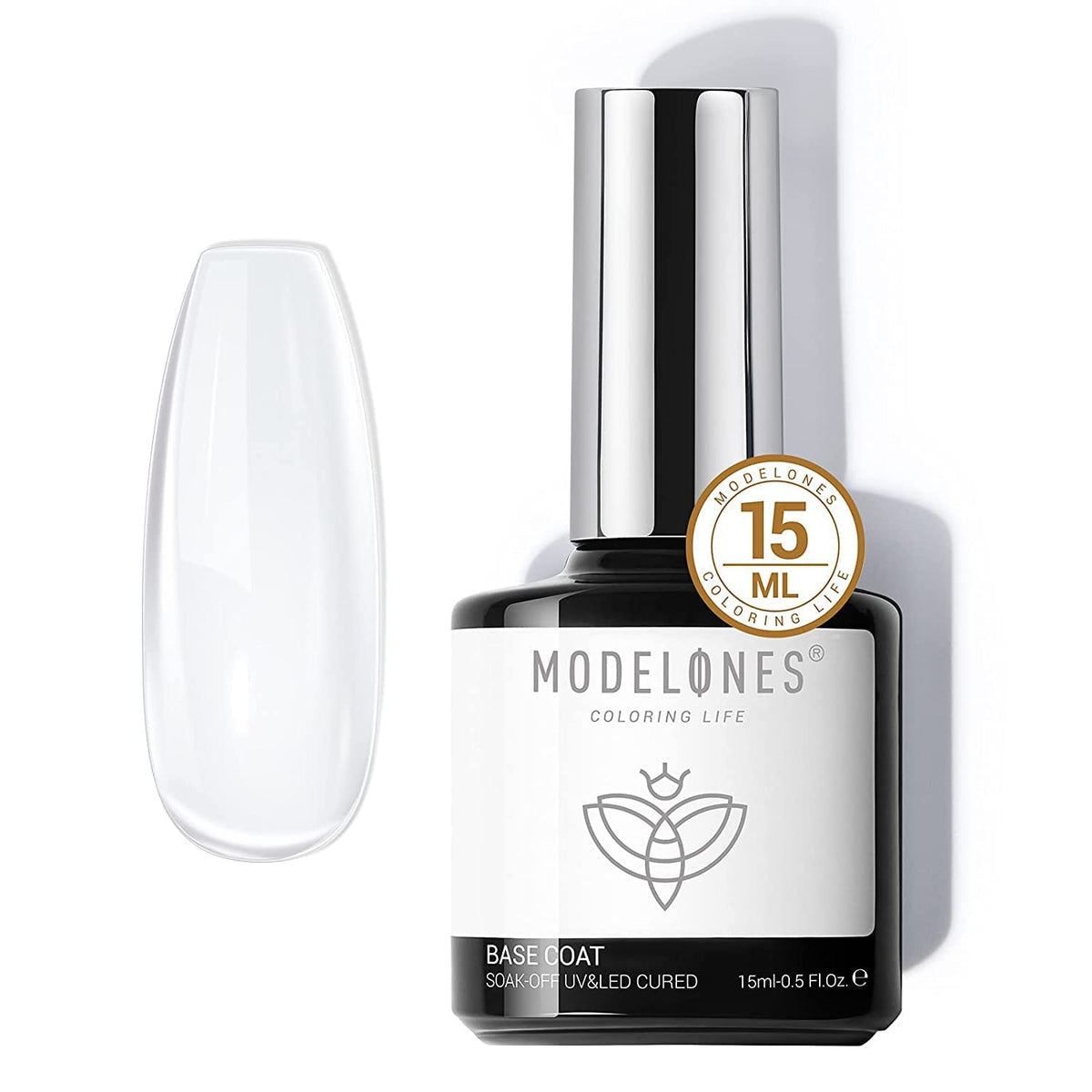 modelones Gel Nail Polish Base Coat, 2025 Upgraded Formula Clear High Glossy Gel Base coat Soak Off