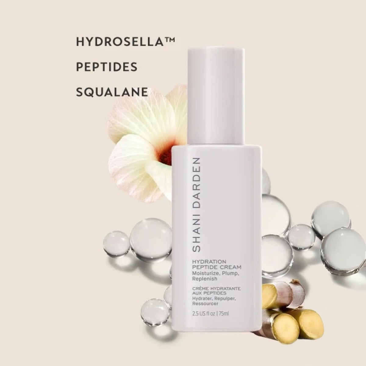 Shani Darden Hydration Peptide Cream, Oil-Free Face Moisturizer with Peptides, Squalane