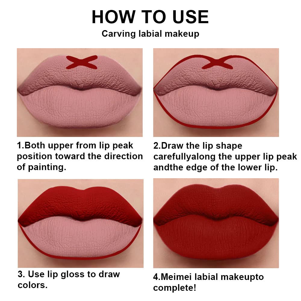 evpct 2Pcs Dark Red Maroon Matte Lipstick and Lip Liner Makeup Set for Women Dark Blood Red Liquid