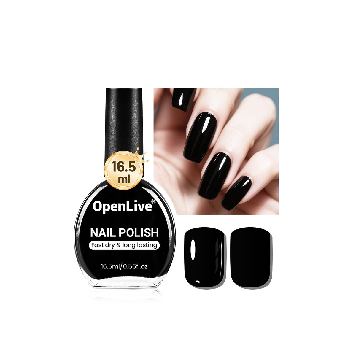 16.5ml Black Nail Polish Large Volume Quick Drying Nail Polish, Fast Drying and Long Lasting Color