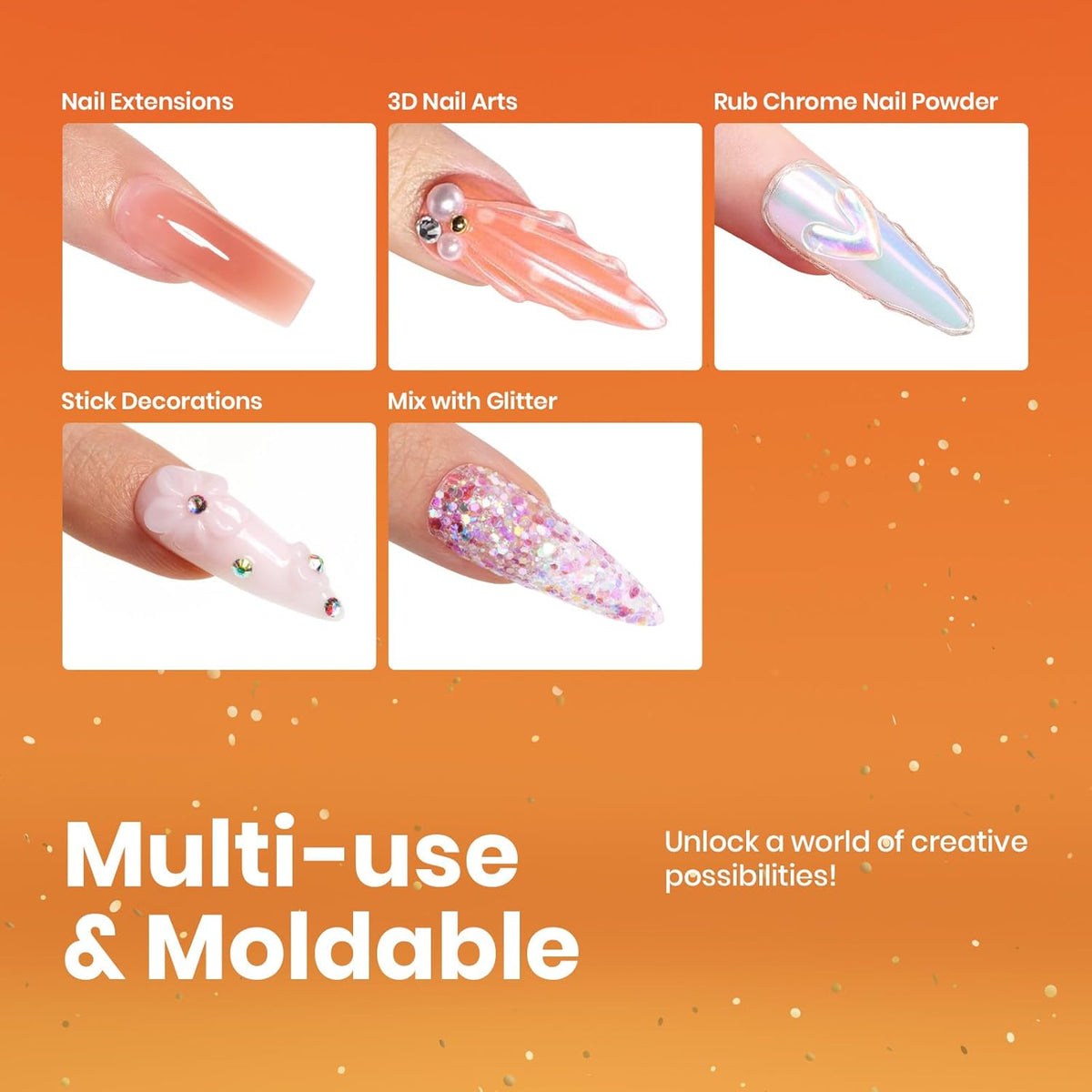 Beetles Solid Builder Nail Gel, 1.06 oz Clear 3D Gel Nail Art Non-Sticky Sculpting Gel, Hard Gel