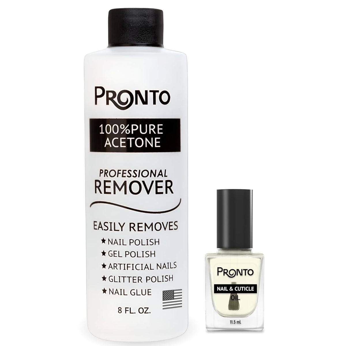 Pronto 8 Oz 100% Pure Acetone Nail Polish Remover and Cuticle Oil, Pure Acetone for All Nail Polish