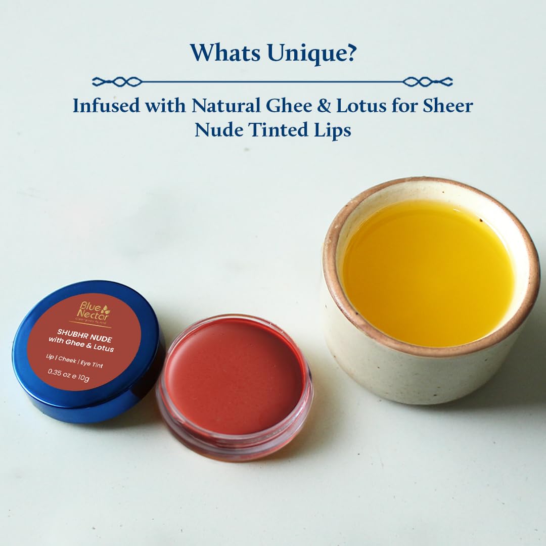 Blue Nectar Lip Tint Stain for Sheer Nude Tinted Lips | Hydrating Lip Tint, Color Infused, with