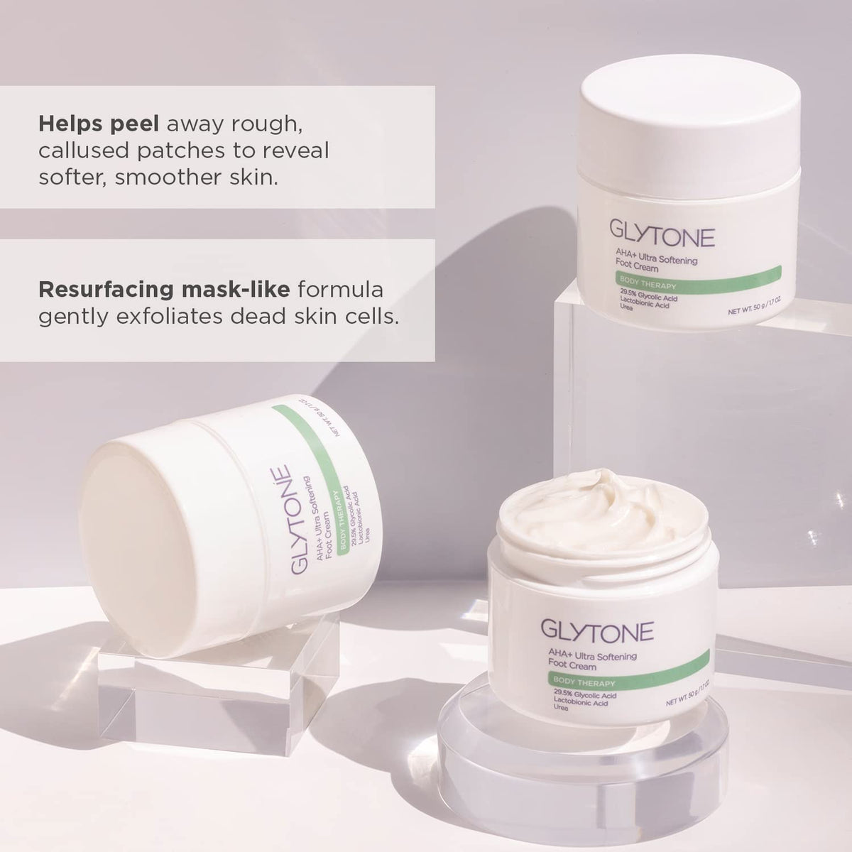 GLYTONE AHA+ Foot Cream for Dry Cracked Heels & Feet | Exfoliate, Hydrate & Retexturize Dry, Rough
