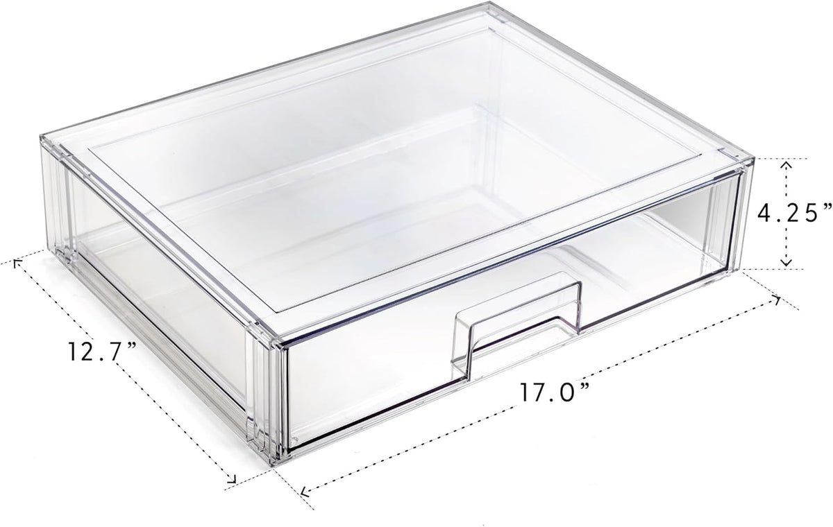 BINO | Stackable Storage Drawers, Shallow X-Large - Clear | THE CRATE COLLECTION | Storage Bins