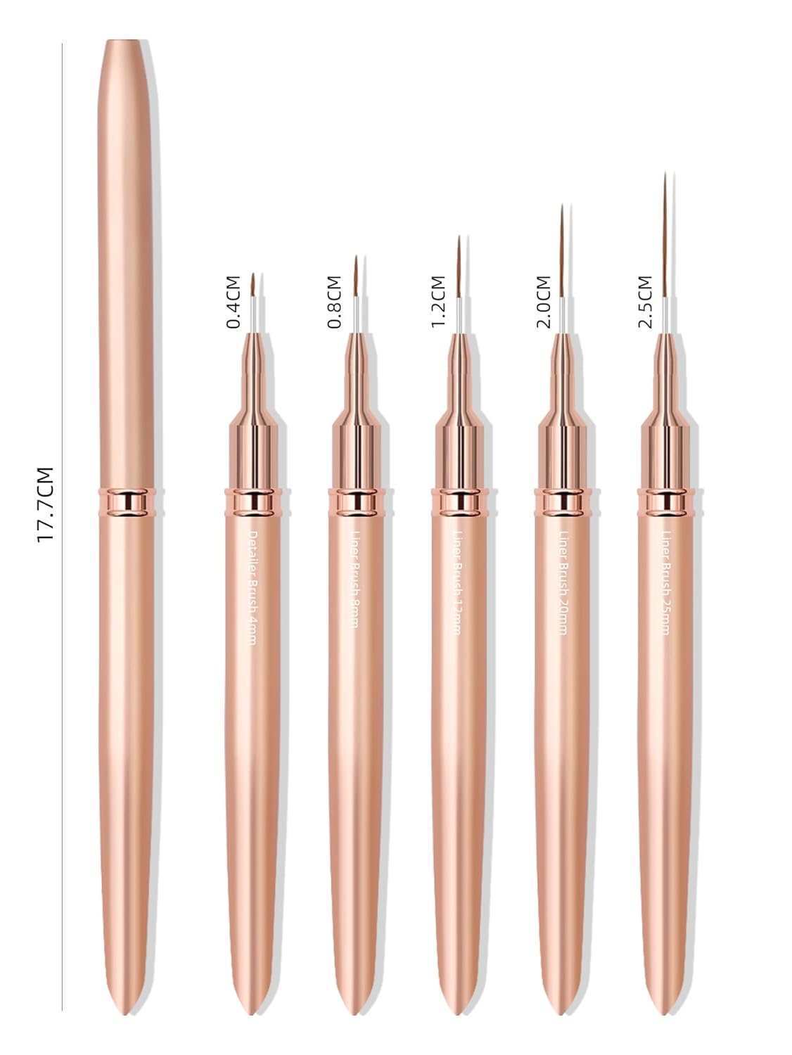 Metallic Nail Art Brushes, 5Pcs Nail Art Liner Brushes, Painting Art Design Brush Set Nail Dotting