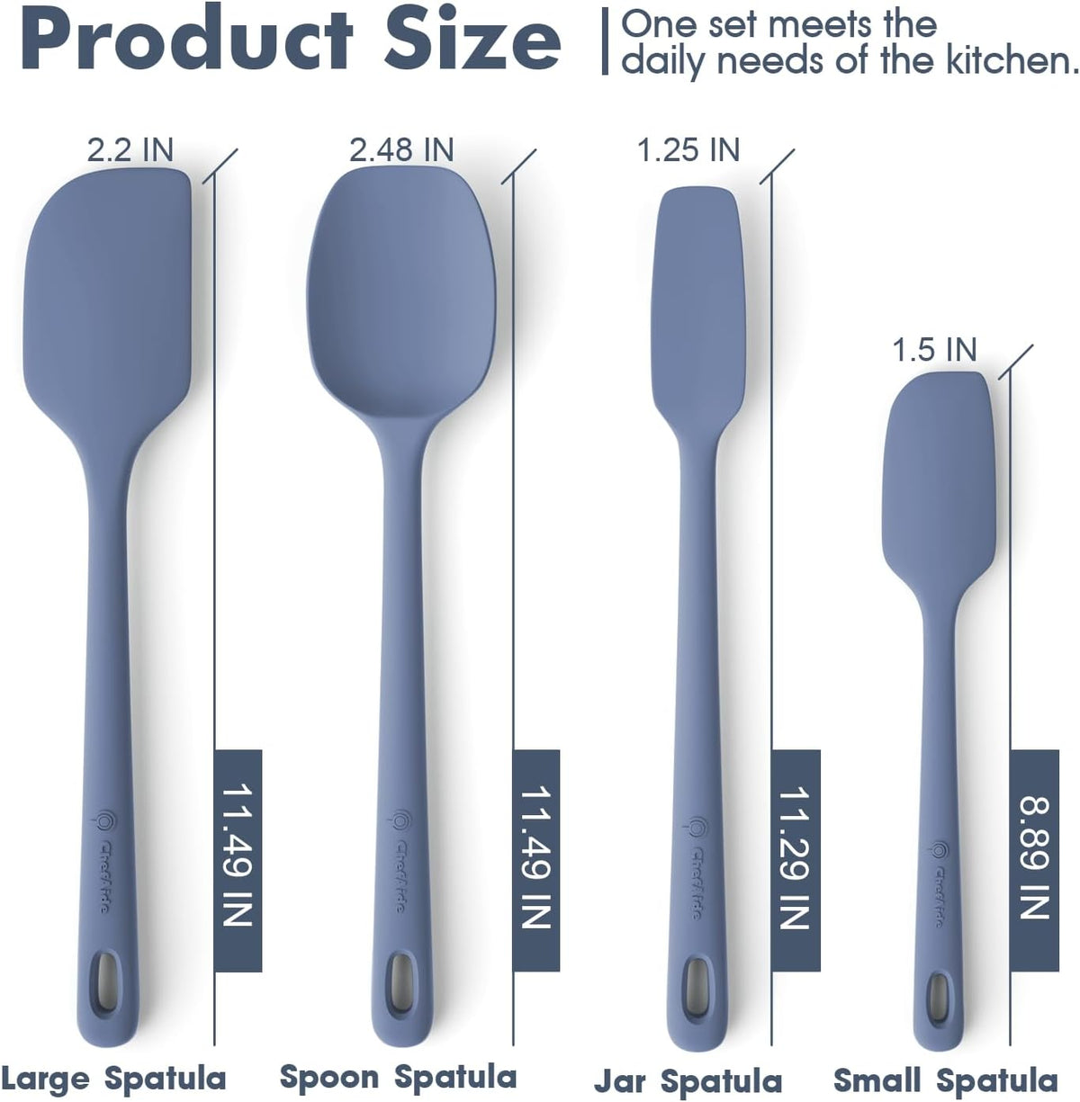 4 Pieces Silicone Spatula Set, Food Grade Rubber Spatula, Upgrade Strong Handle with Ergonomic