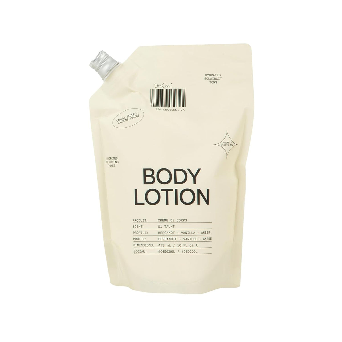 DedCool Body Lotion Refill | Taunt | Lightweight, Deeply Hydrating Formula with Ceramides, Snow
