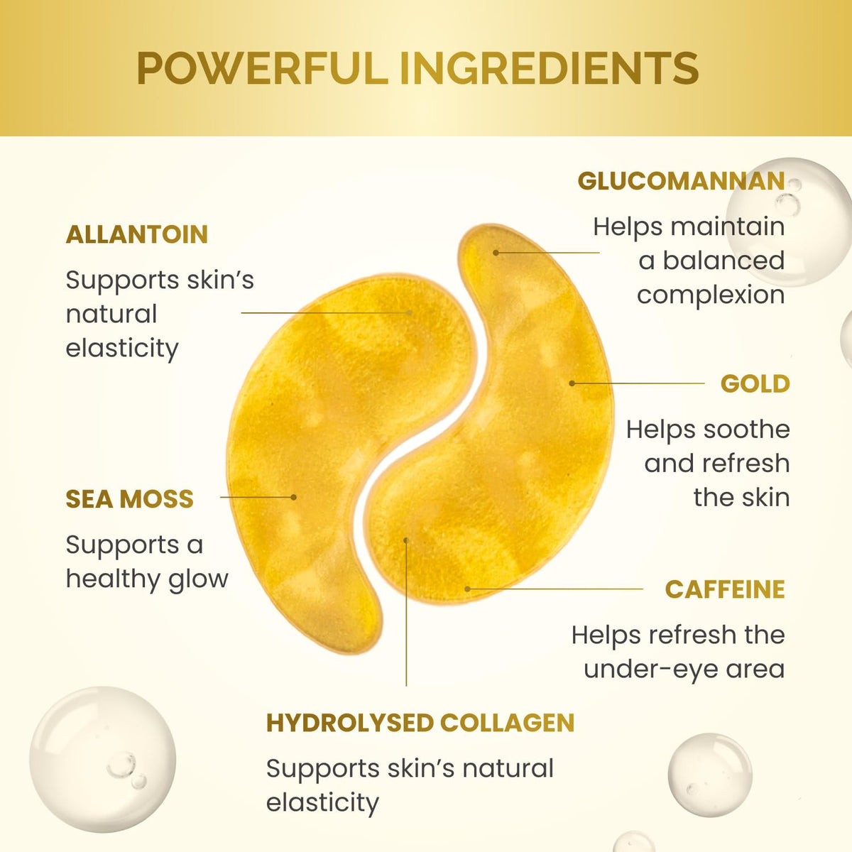 PLANTIFIQUE Gold Eye Patches for Puffy Eyes | 30 Pairs | Gifts | Under Eye Masks for Dark Circles |