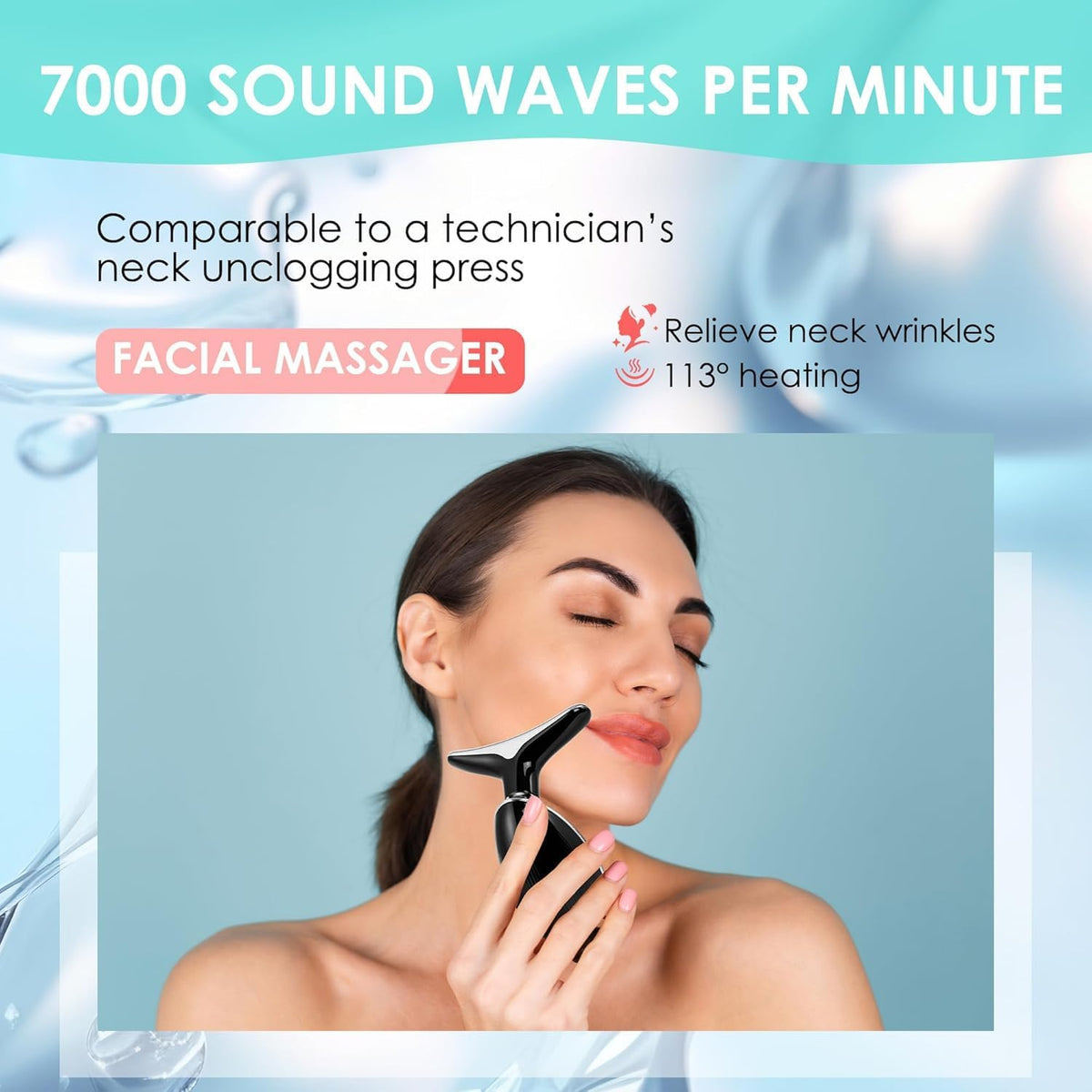 Facial Massager Red-Light-Therapy-for-Face and Neck, Face 𝖲 culpting Wand with 7 Color (Bright